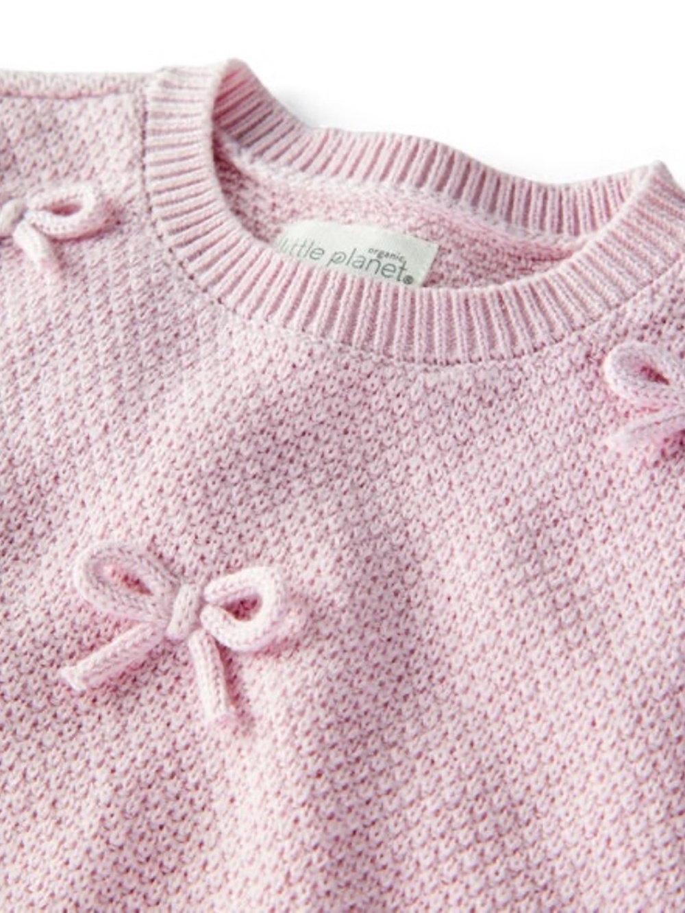 Little Planet Organic Cotton Bow Sweater Knit Set Daylily Pink 6M Baby Girl - Picture 2 of 6